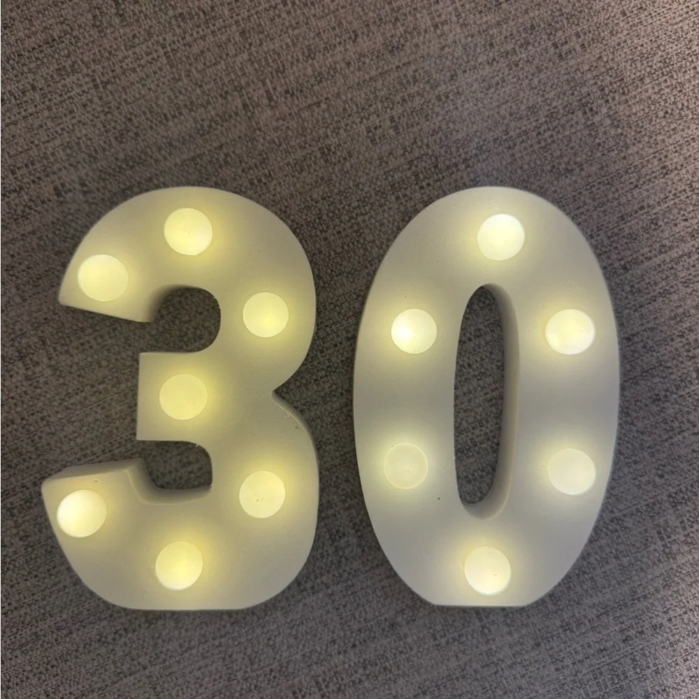 White LED Number '30' Party Marquee Sign